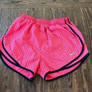 Nike womens pink polka dot Dri-Fit running shorts size Medium